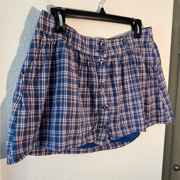 Abercrombie & Fitch Y2K Vintage Smocked Plaid Mini Skirt Womens Size Medium - Picture 2 of 9